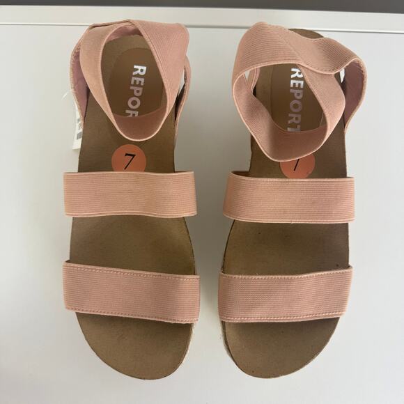 NWT Report Womens Strappy Stretch Open Toe Espadrille Platform Tan Sandals 7 - Picture 3 of 8